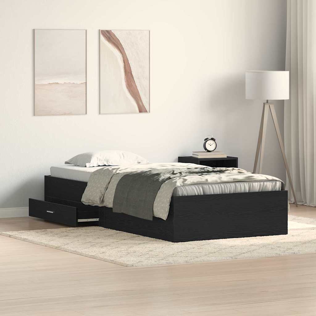 vidaXL Ramka łóżka Czarny Dąb 90 x 190 cm Materiał drewnopochodny