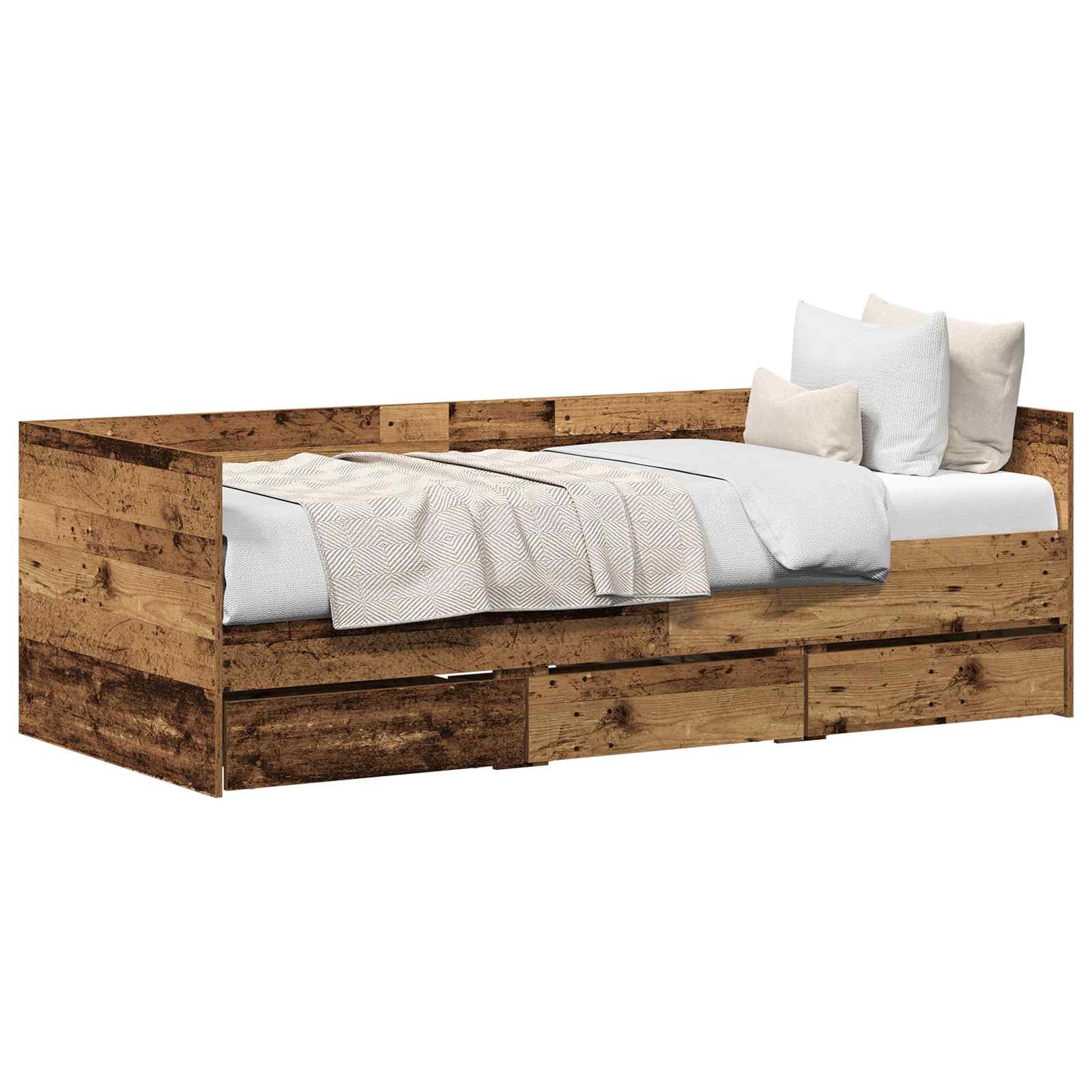vidaXL Łóżko dzienne Stare drewno 90 x 200 cm Materiał drewnopochodny
