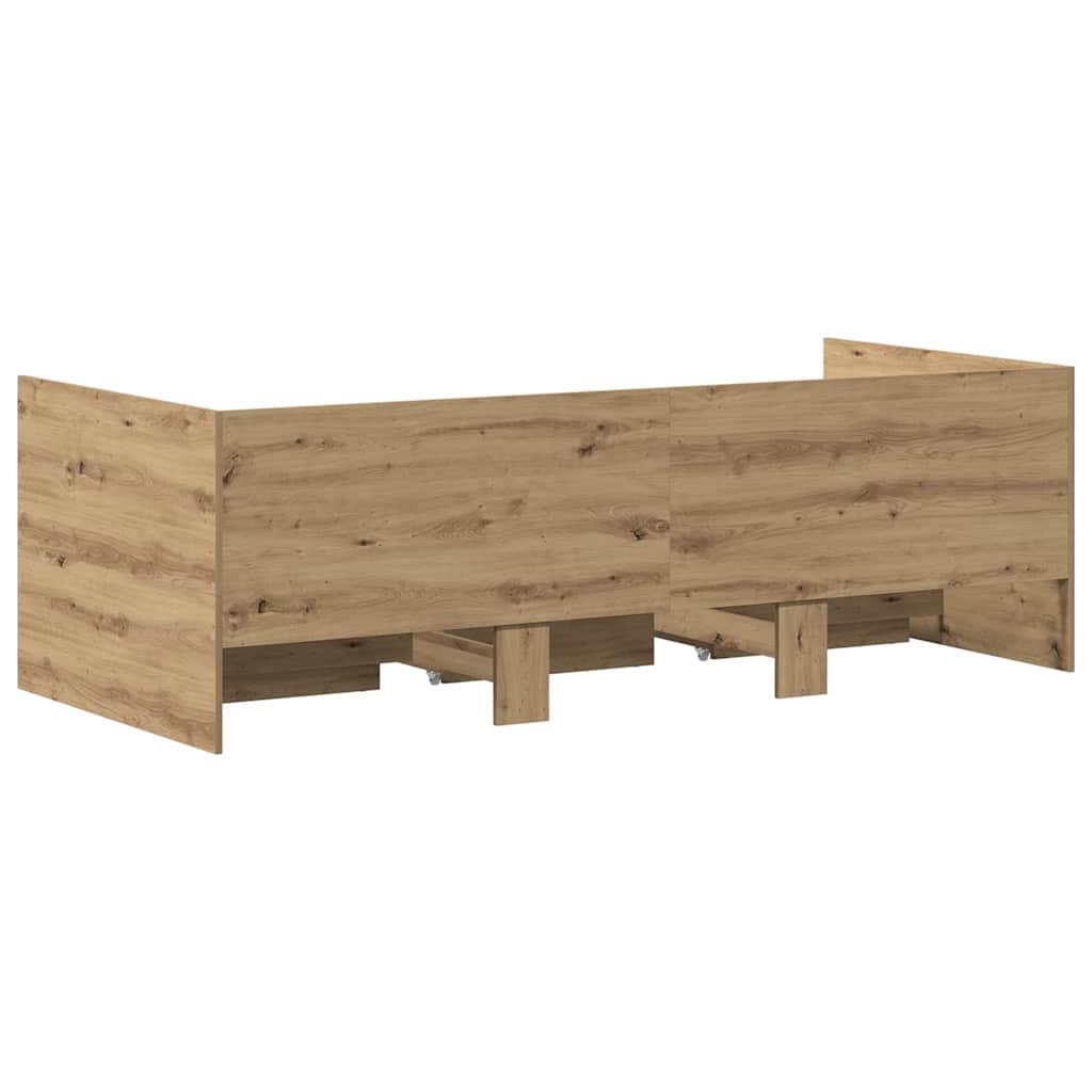 vidaXL Łóżko dzienne Z zagłówkiem Dąb rzemieślniczy 90 x 200 cm