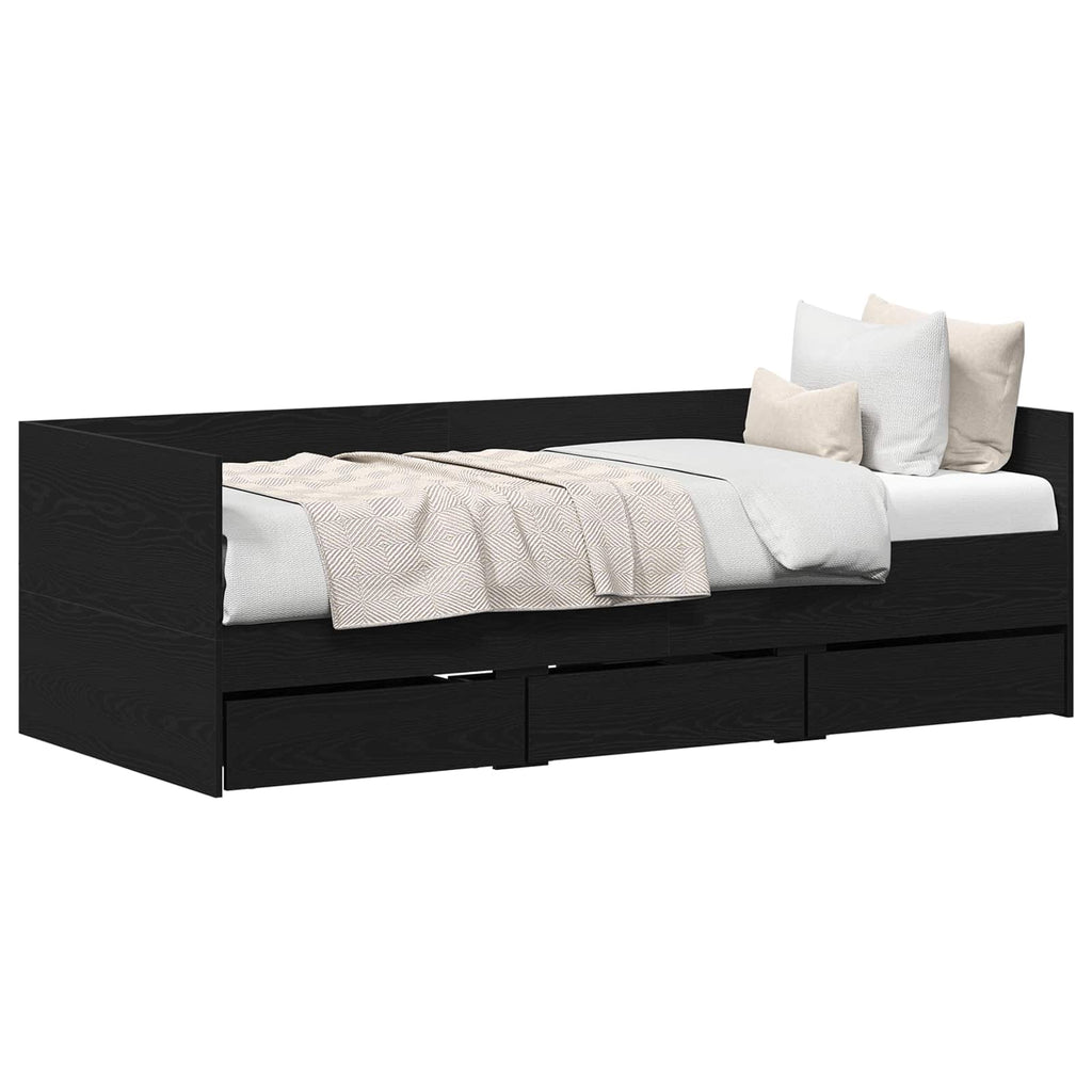 vidaXL Łóżko dzienne Czarny Dąb 90 x 190 cm Materiał drewnopochodny