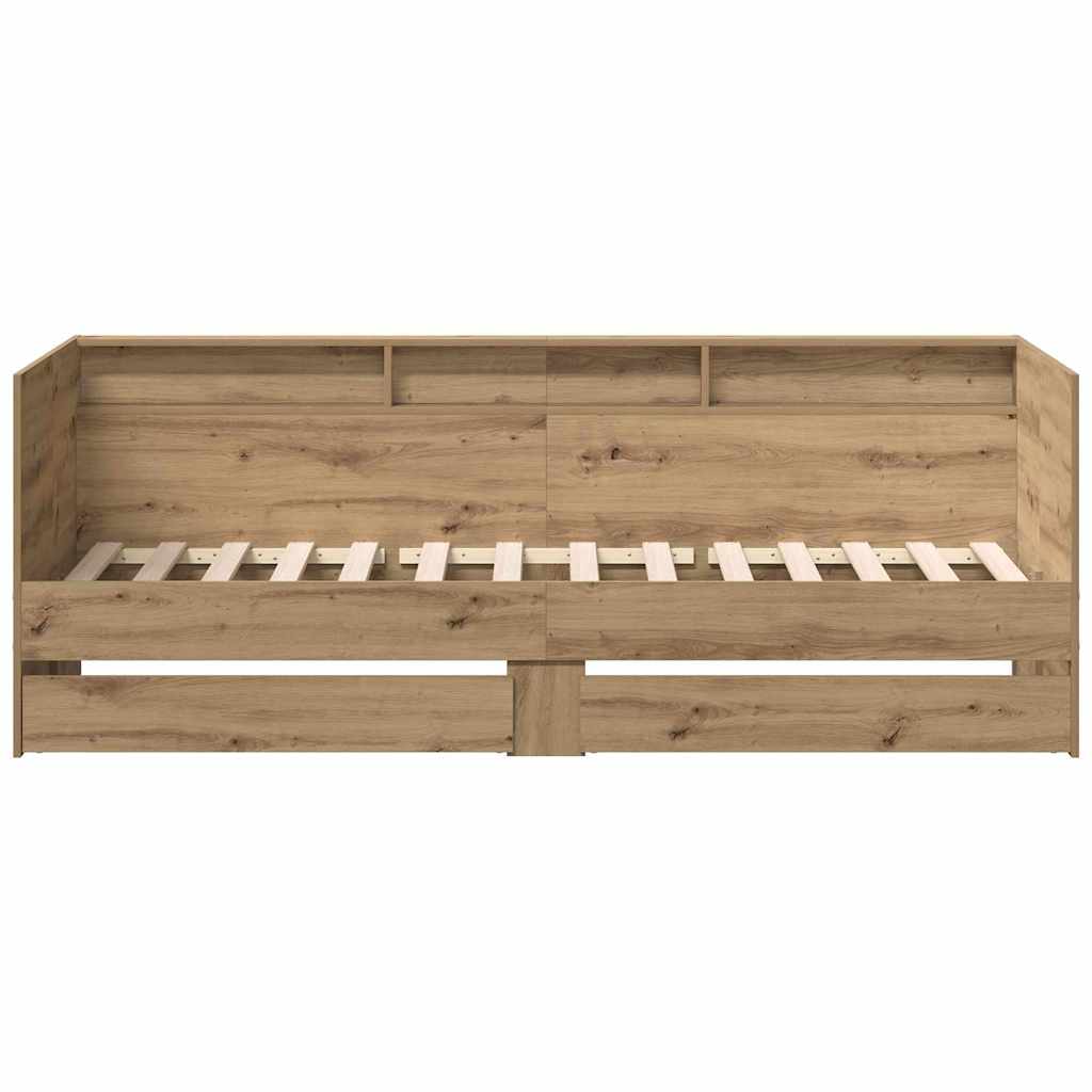 vidaXL Łóżko dzienne Z zagłówkiem Dąb rzemieślniczy 75 x 190 cm
