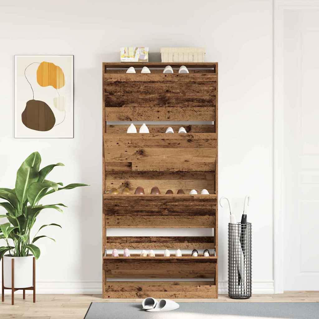 vidaXL Szafka na buty z półką Stare drewno 80 x 21 x 163,5 cm