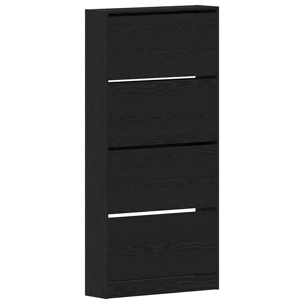 vidaXL Szafka na buty z półką z drzwiami Czarny Dąb 80 x 21 x 163,5 cm