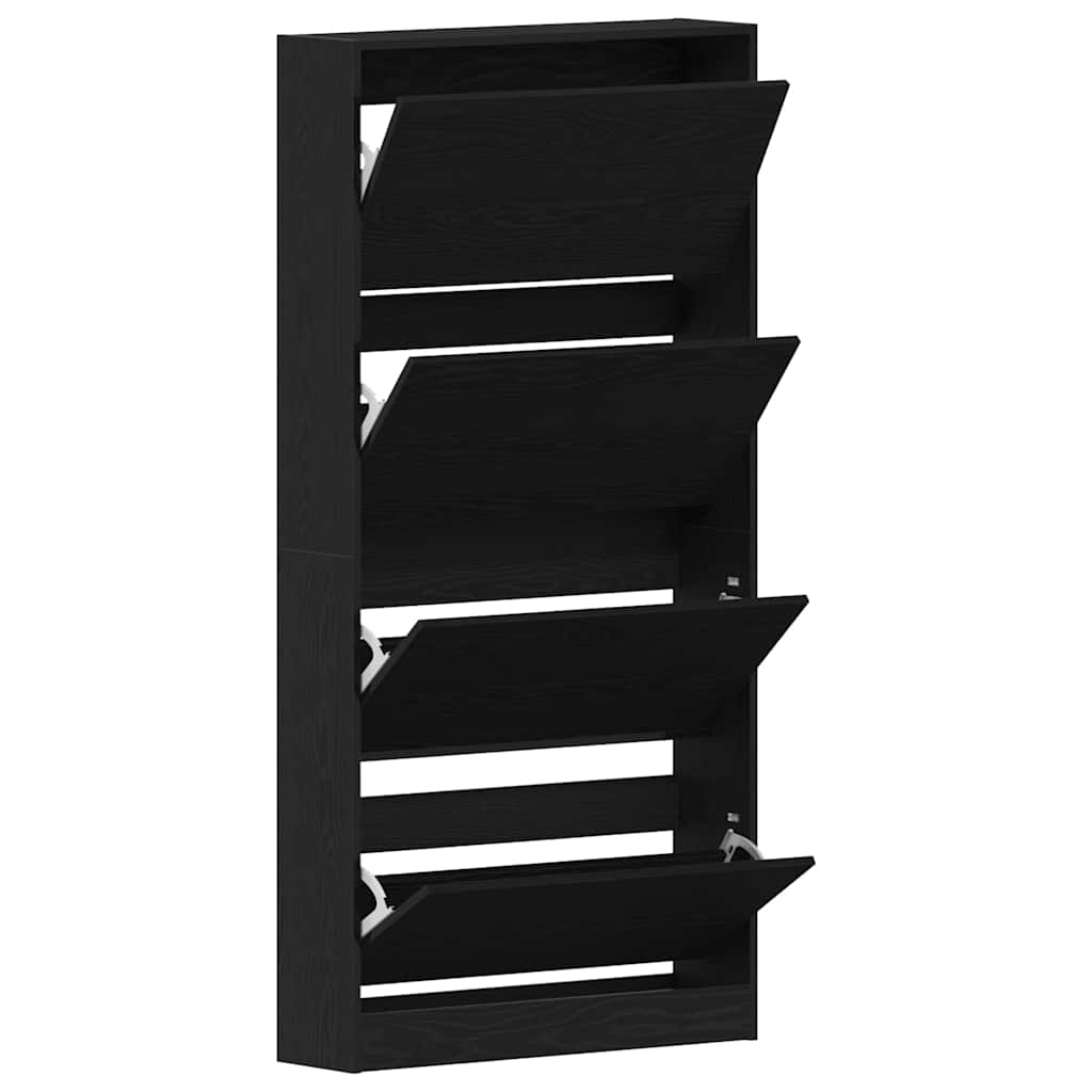 vidaXL Szafka na buty z półką z drzwiami Czarny Dąb 80 x 21 x 163,5 cm