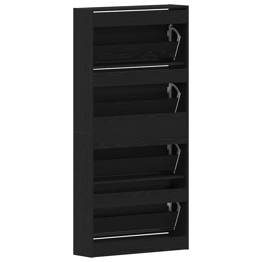 vidaXL Szafka na buty z półką z drzwiami Czarny Dąb 80 x 21 x 163,5 cm
