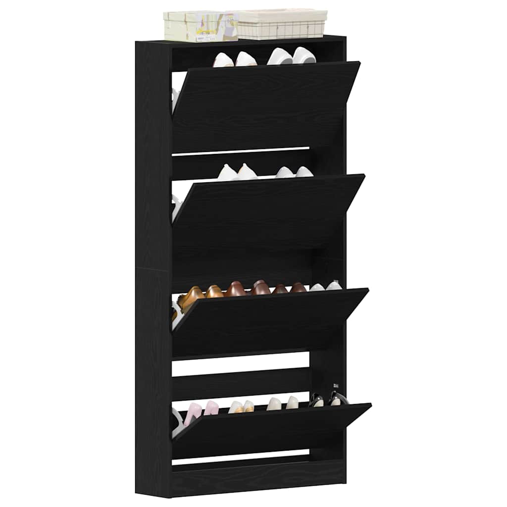 vidaXL Szafka na buty z półką z drzwiami Czarny Dąb 80 x 21 x 163,5 cm