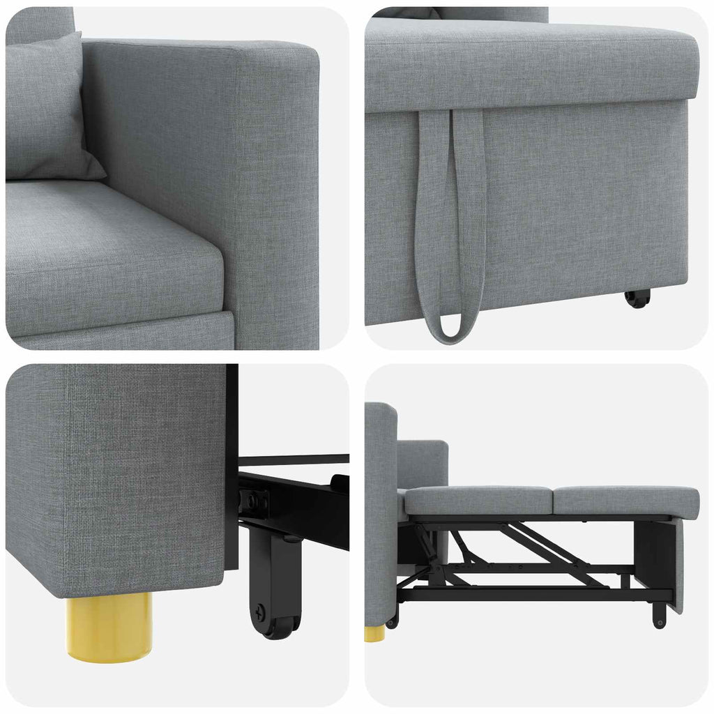 vidaXL Rozkładana sofa jednoosobowa Jasnoszary 90 x 165 x 87 cm
