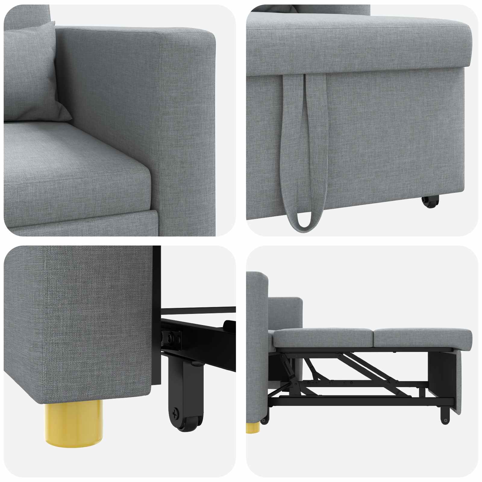 vidaXL Rozkładana sofa jednoosobowa Jasnoszary 90 x 165 x 87 cm