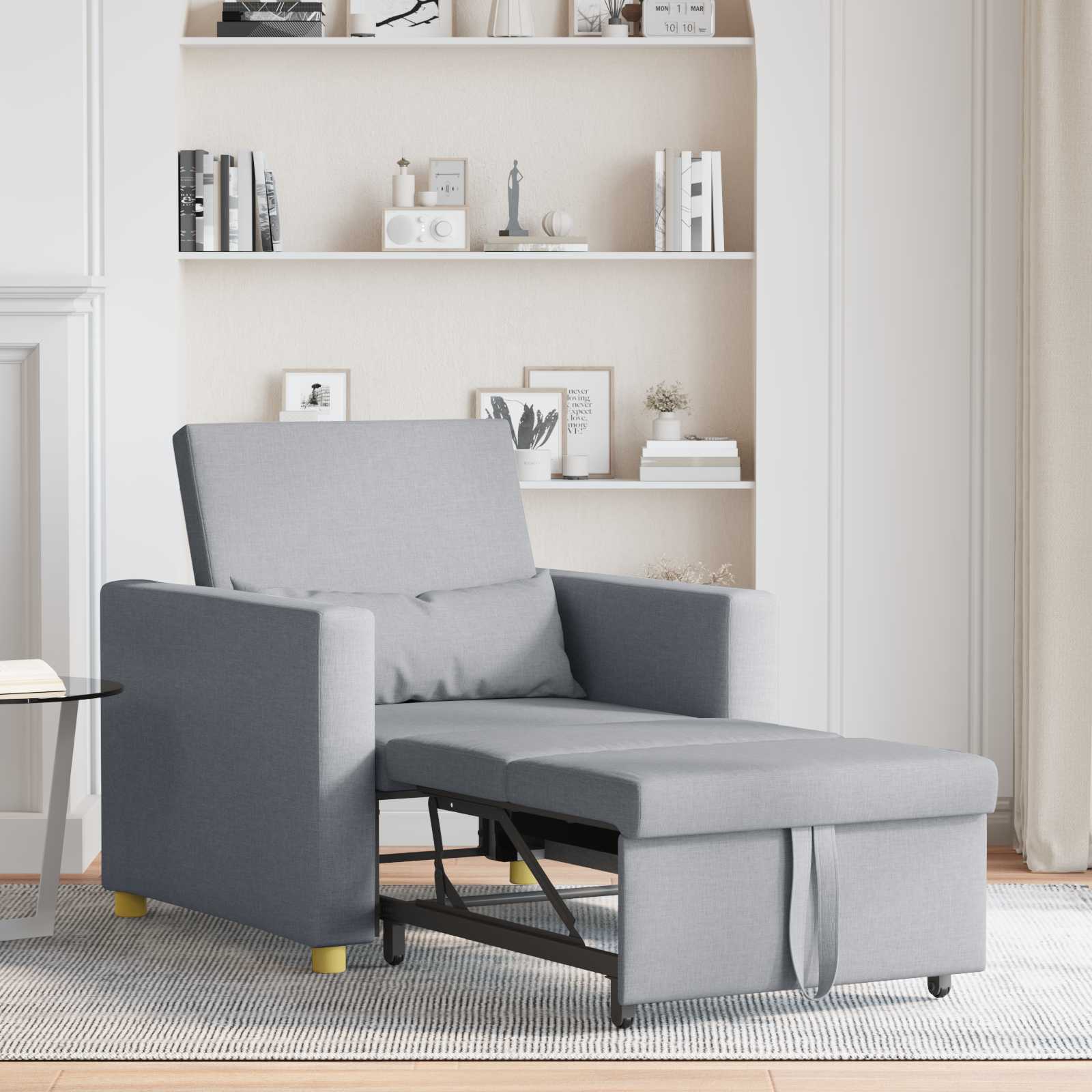 vidaXL Rozkładana sofa jednoosobowa Jasnoszary 90 x 165 x 87 cm