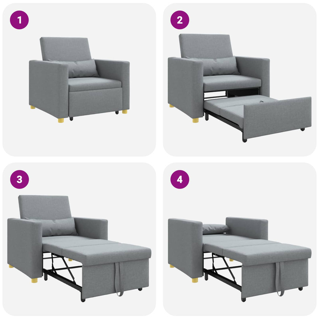 vidaXL Rozkładana sofa jednoosobowa Jasnoszary 90 x 165 x 87 cm