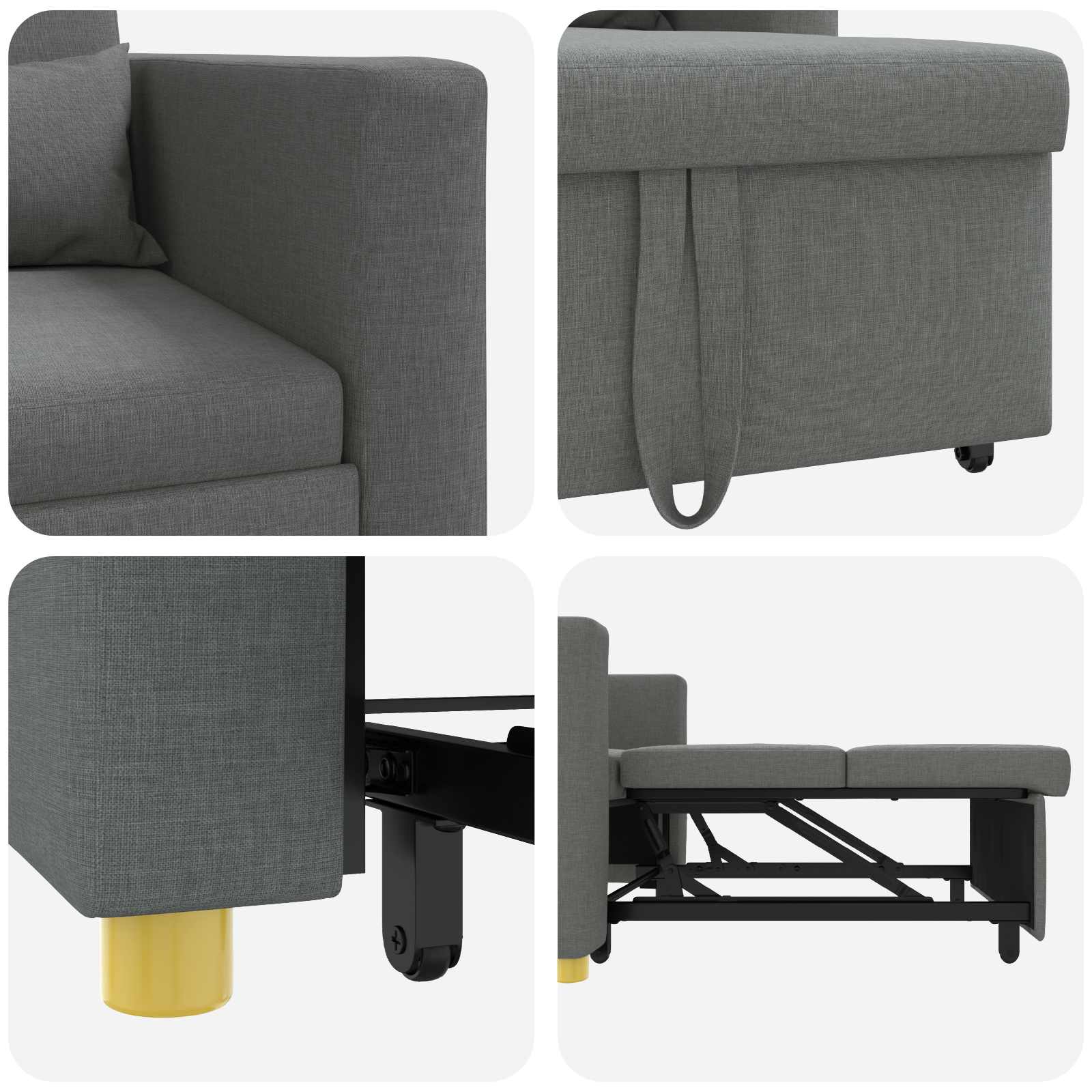 vidaXL Rozkładana sofa jednoosobowa ciemno szary 90 x 165 x 87 cm