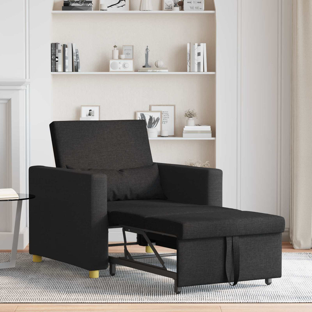 vidaXL Rozkładana sofa jednoosobowa Czarny 90 x 165 x 87 cm tkanina