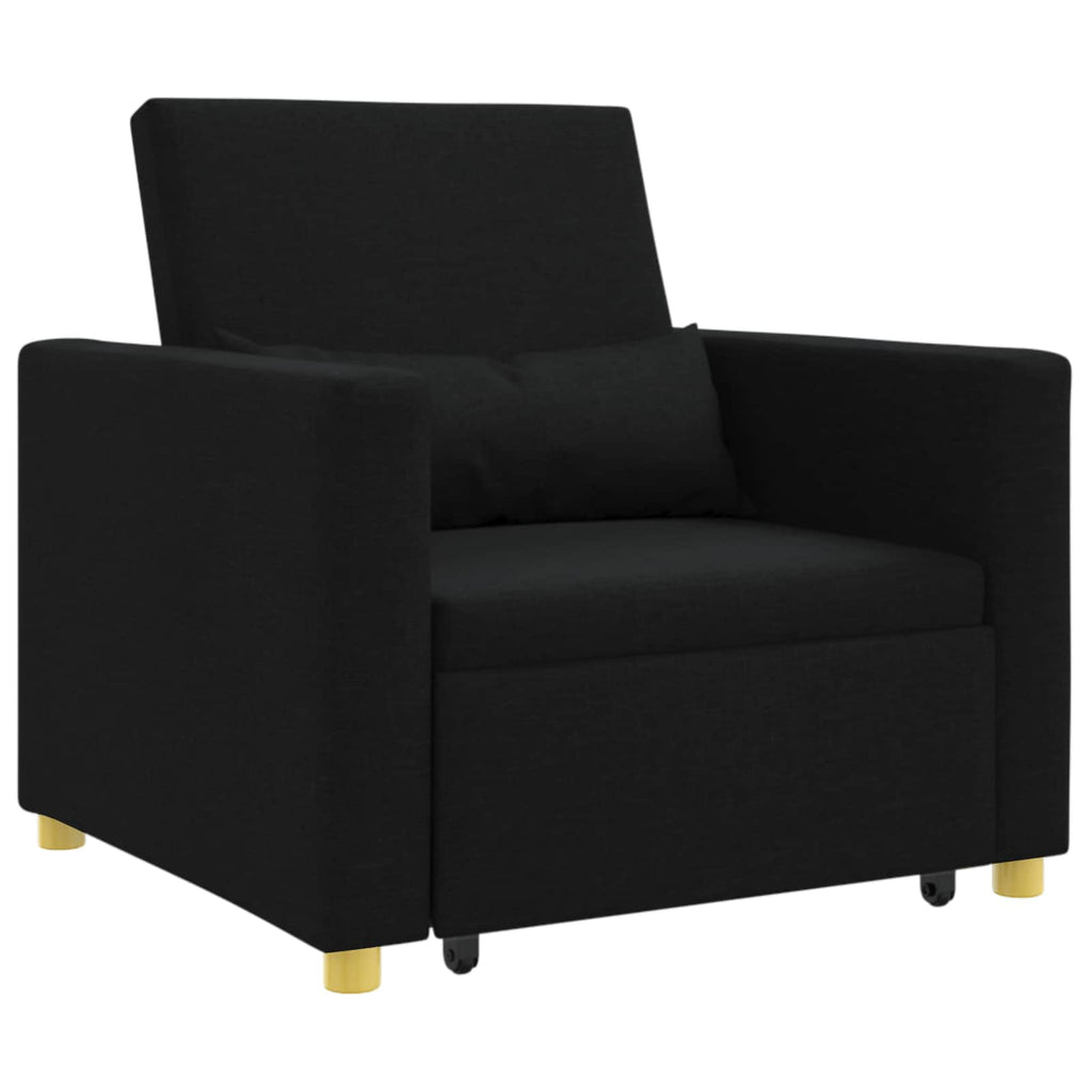 vidaXL Rozkładana sofa jednoosobowa Czarny 90 x 165 x 87 cm tkanina