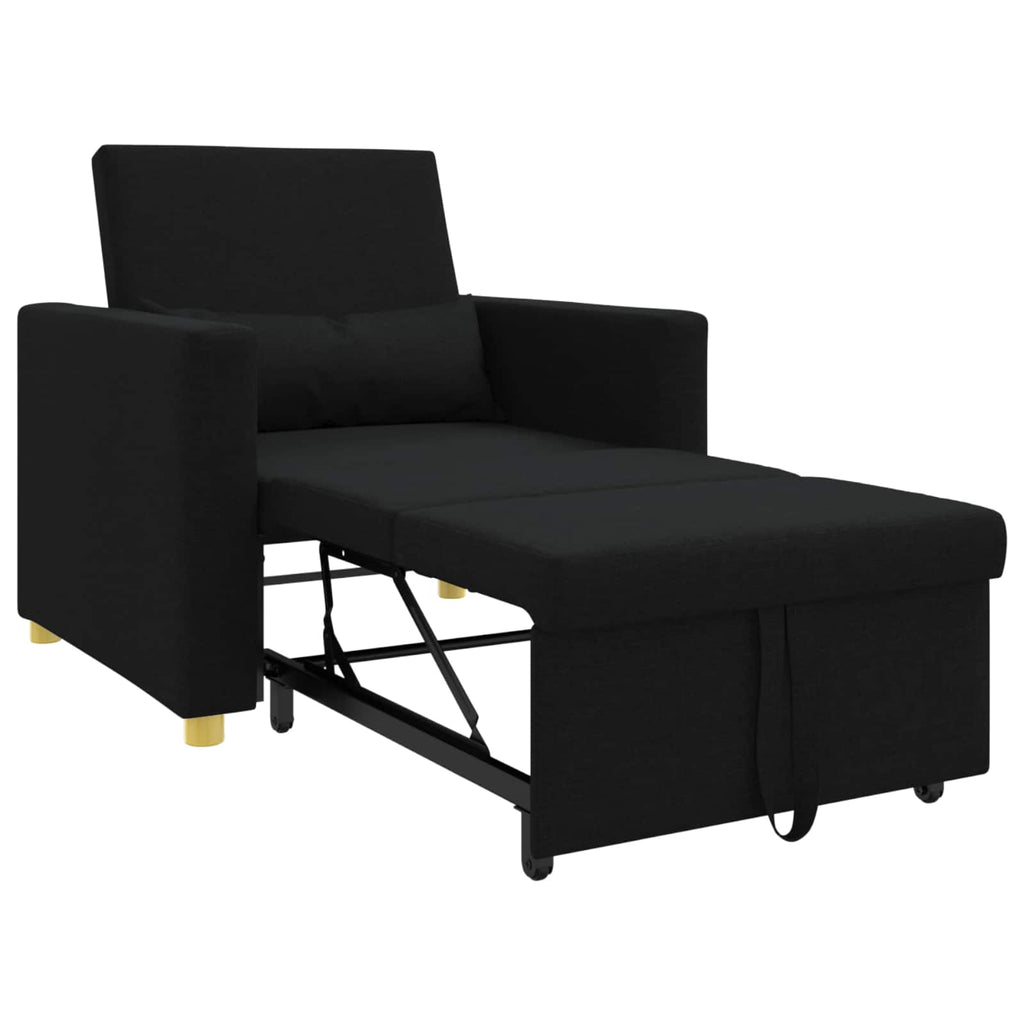 vidaXL Rozkładana sofa jednoosobowa Czarny 90 x 165 x 87 cm tkanina