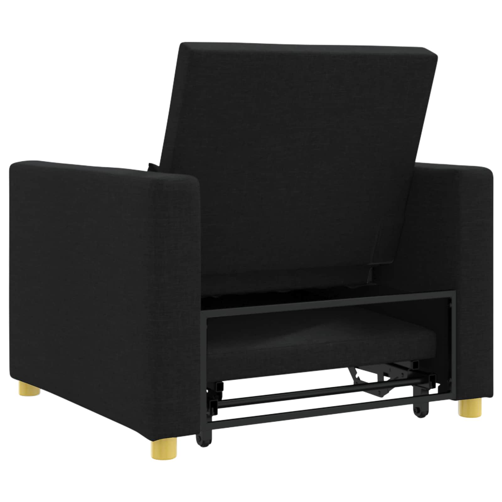 vidaXL Rozkładana sofa jednoosobowa Czarny 90 x 165 x 87 cm tkanina