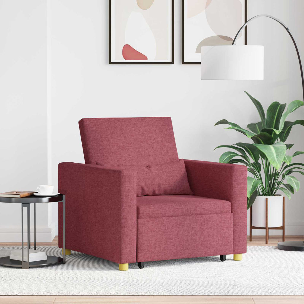 vidaXL Rozkładana sofa jednoosobowa czerwone wino 90 x 165 x 87 cm