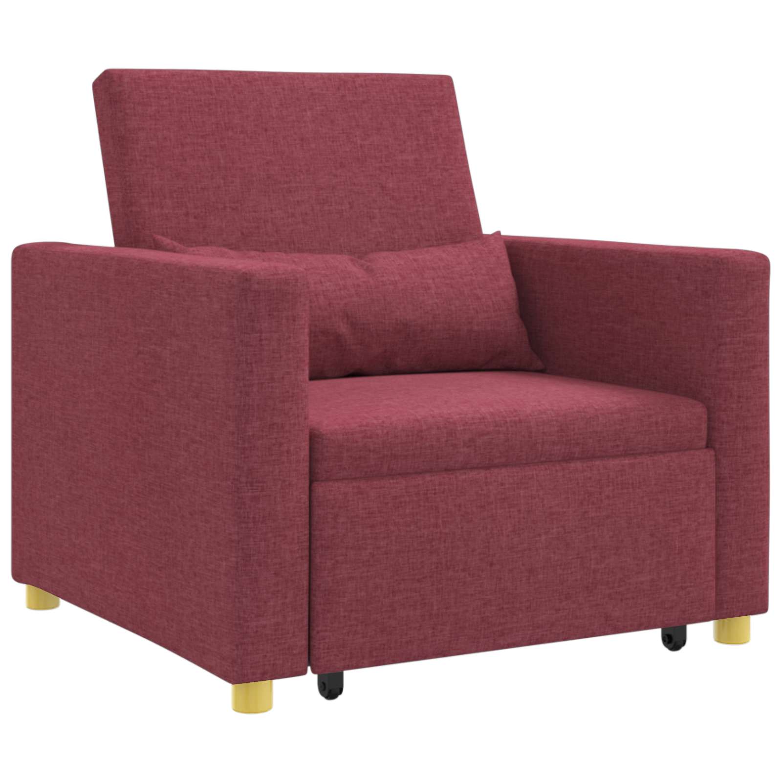 vidaXL Rozkładana sofa jednoosobowa czerwone wino 90 x 165 x 87 cm