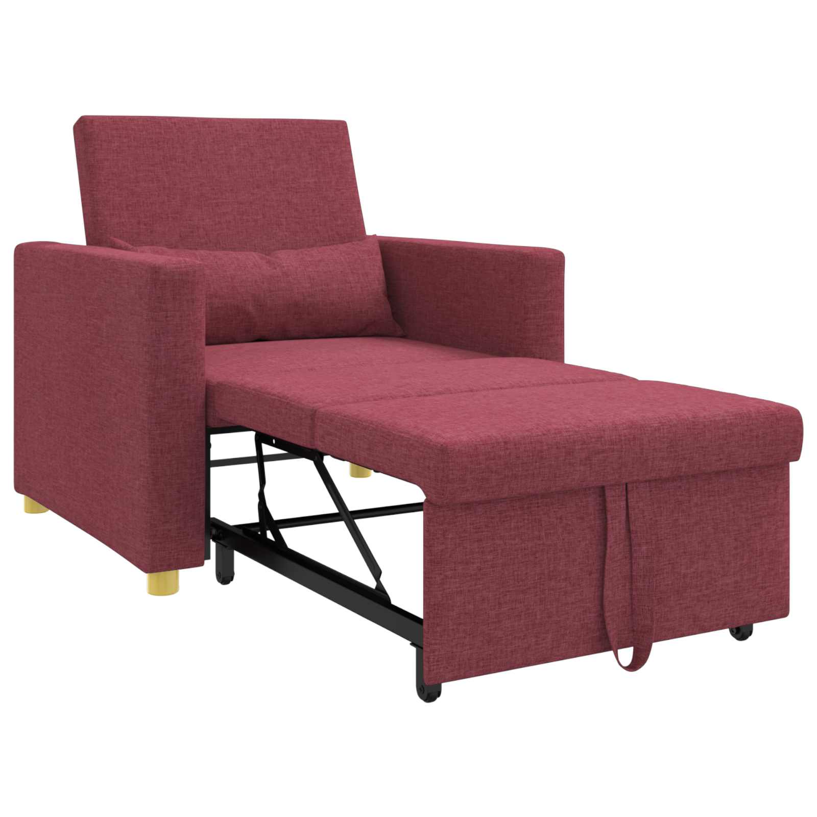 vidaXL Rozkładana sofa jednoosobowa czerwone wino 90 x 165 x 87 cm