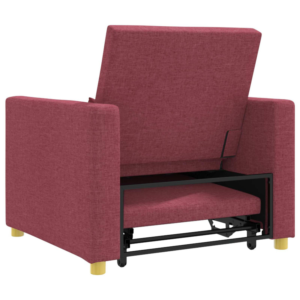 vidaXL Rozkładana sofa jednoosobowa czerwone wino 90 x 165 x 87 cm