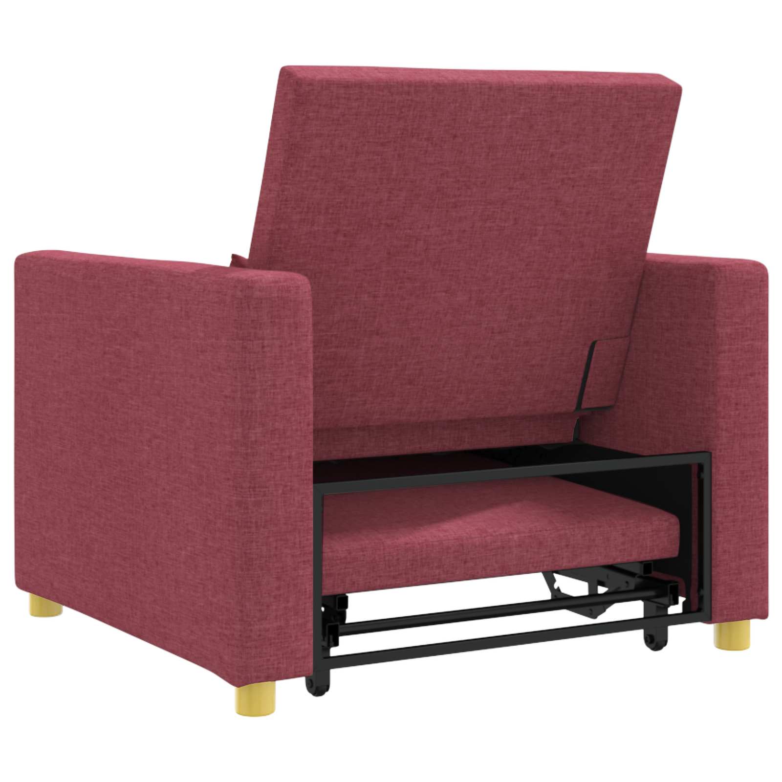 vidaXL Rozkładana sofa jednoosobowa czerwone wino 90 x 165 x 87 cm