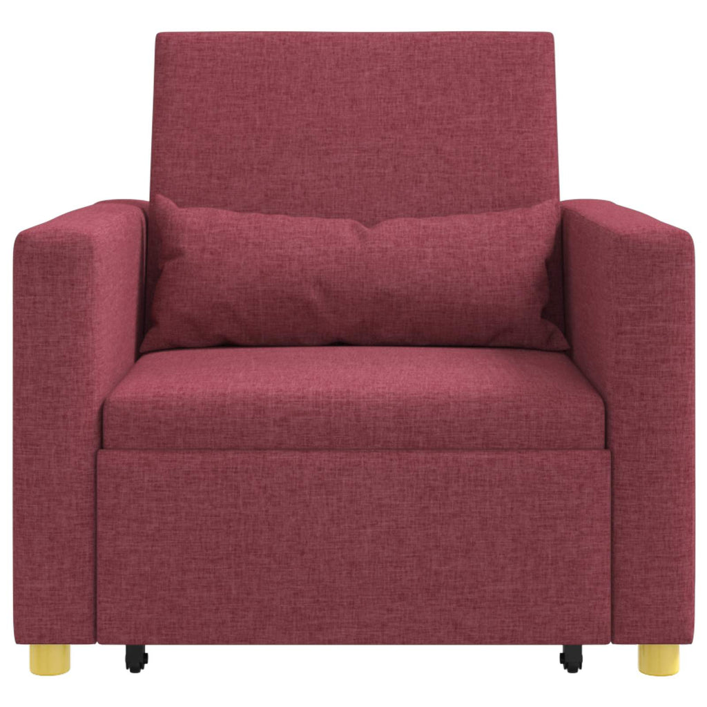 vidaXL Rozkładana sofa jednoosobowa czerwone wino 90 x 165 x 87 cm