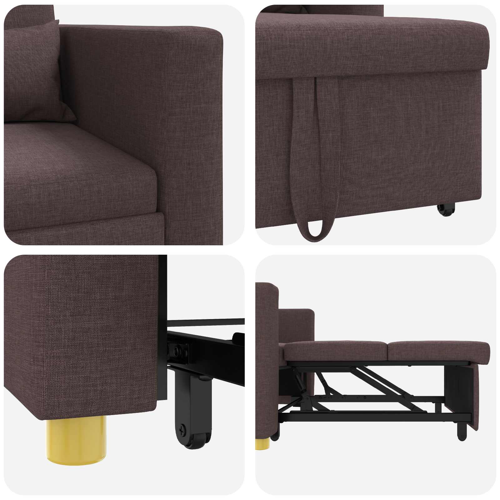 vidaXL Rozkładana sofa jednoosobowa ciemnobrązowy 90 x 165 x 87 cm