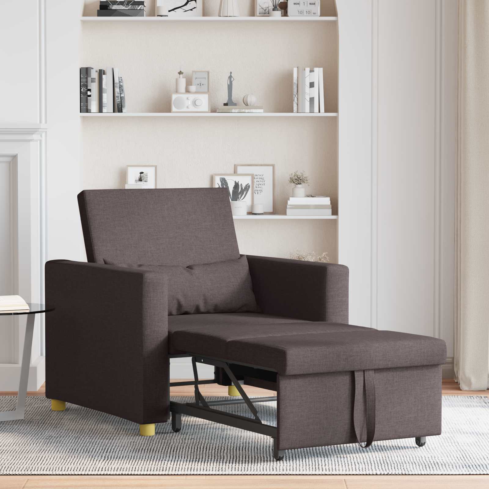 vidaXL Rozkładana sofa jednoosobowa ciemnobrązowy 90 x 165 x 87 cm