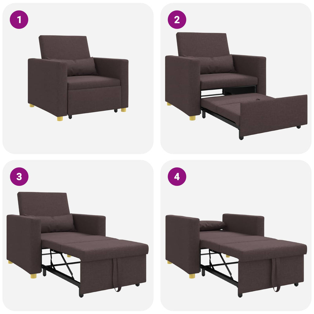 vidaXL Rozkładana sofa jednoosobowa ciemnobrązowy 90 x 165 x 87 cm