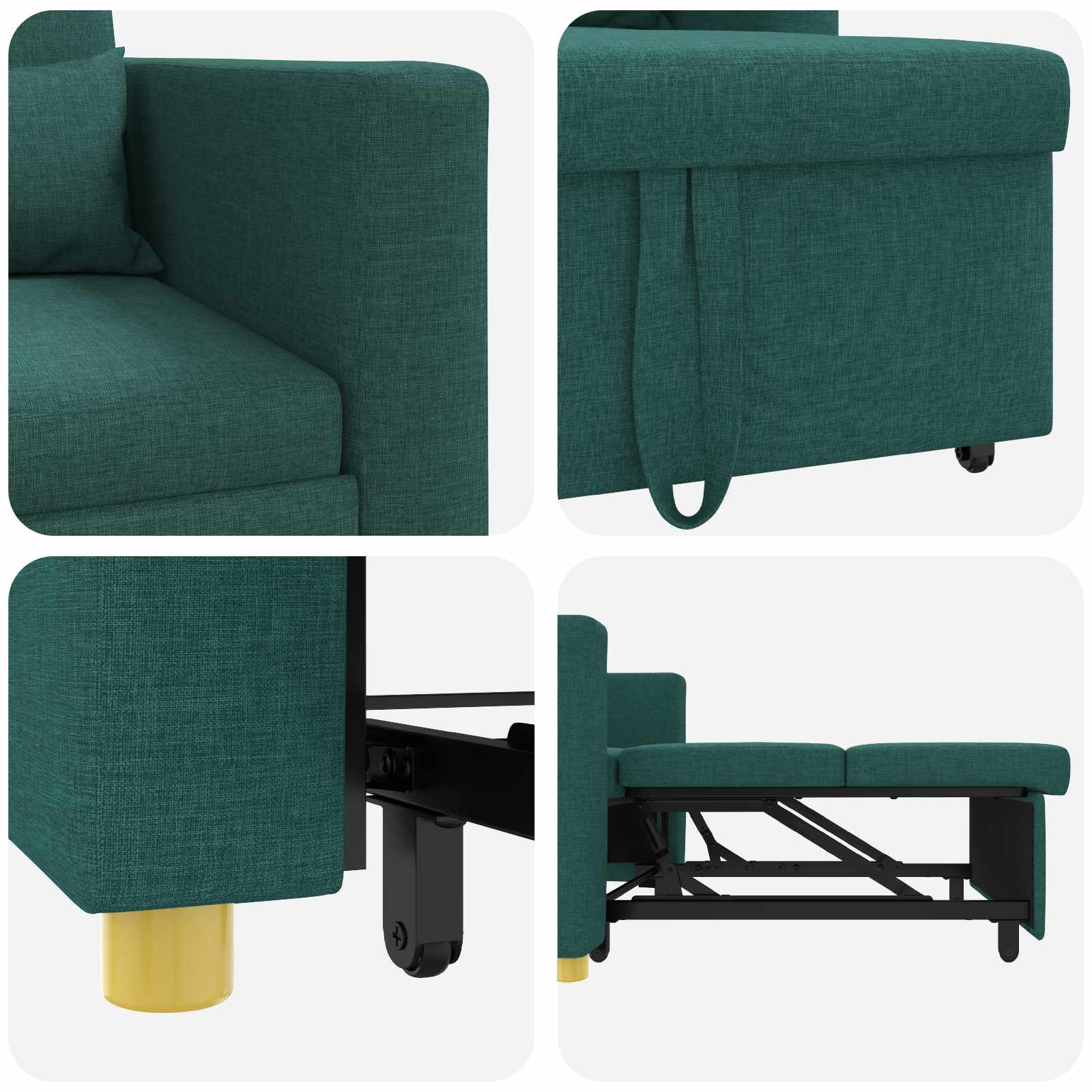vidaXL Rozkładana sofa jednoosobowa Ciemnozielony 90 x 165 x 87 cm