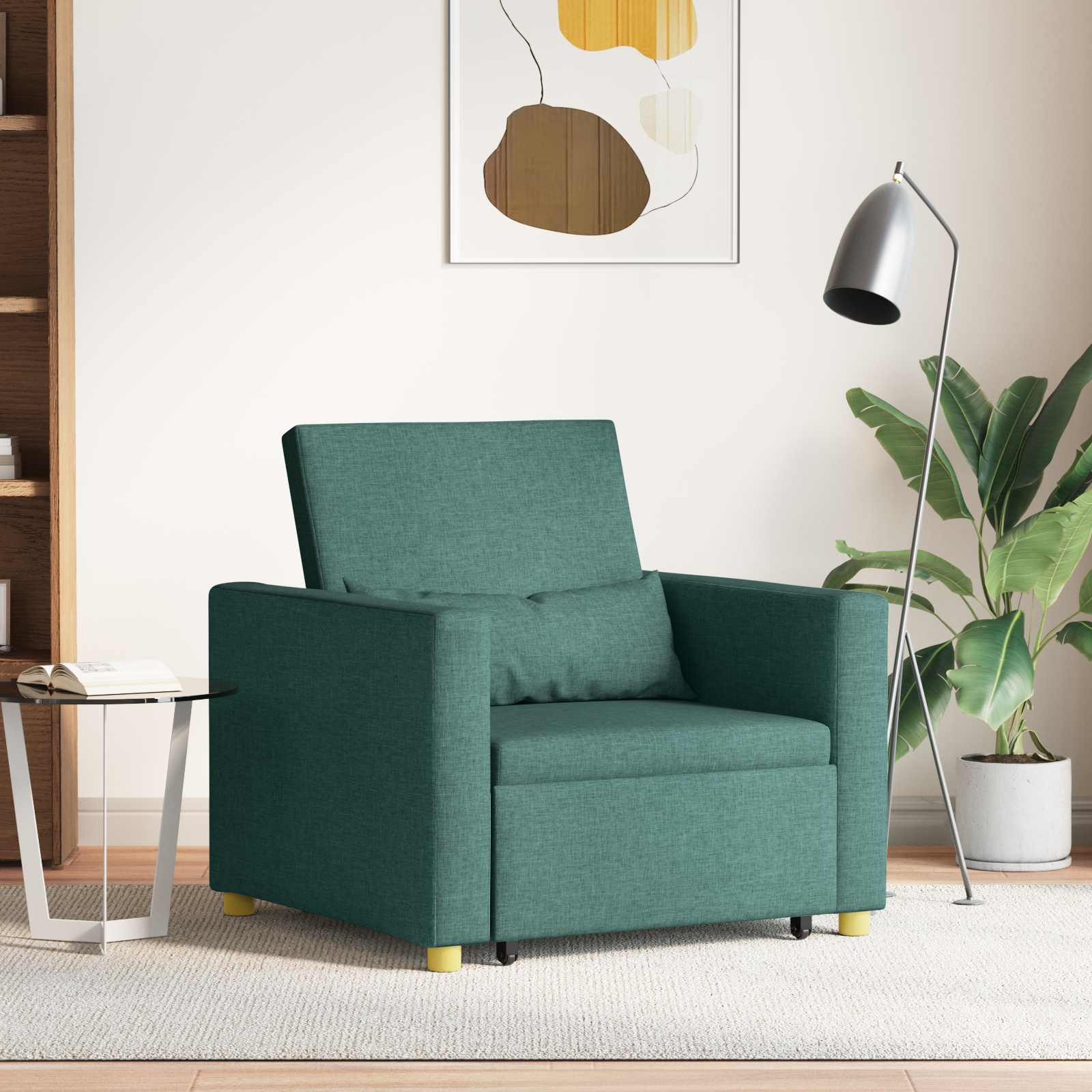 vidaXL Rozkładana sofa jednoosobowa Ciemnozielony 90 x 165 x 87 cm