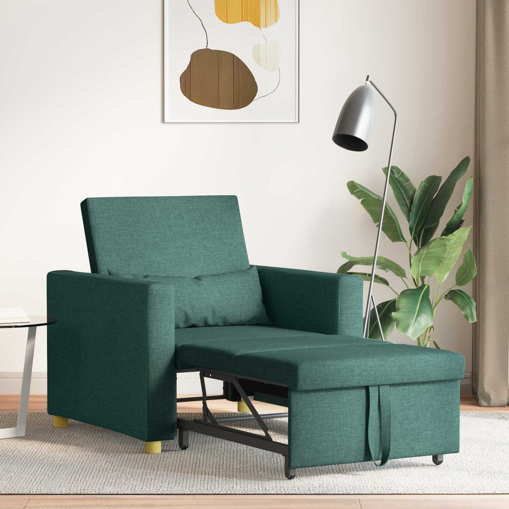 vidaXL Rozkładana sofa jednoosobowa Ciemnozielony 90 x 165 x 87 cm