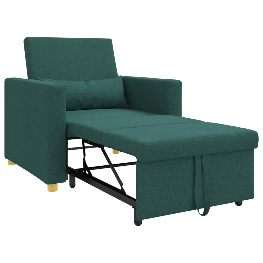 vidaXL Rozkładana sofa jednoosobowa Ciemnozielony 90 x 165 x 87 cm