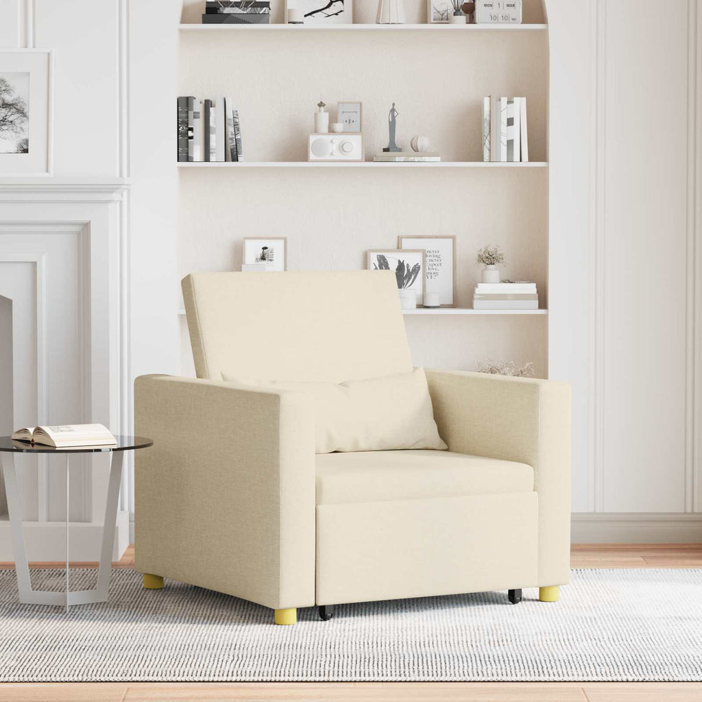 vidaXL Rozkładana sofa jednoosobowa Kremowy 90 x 165 x 87 cm tkanina