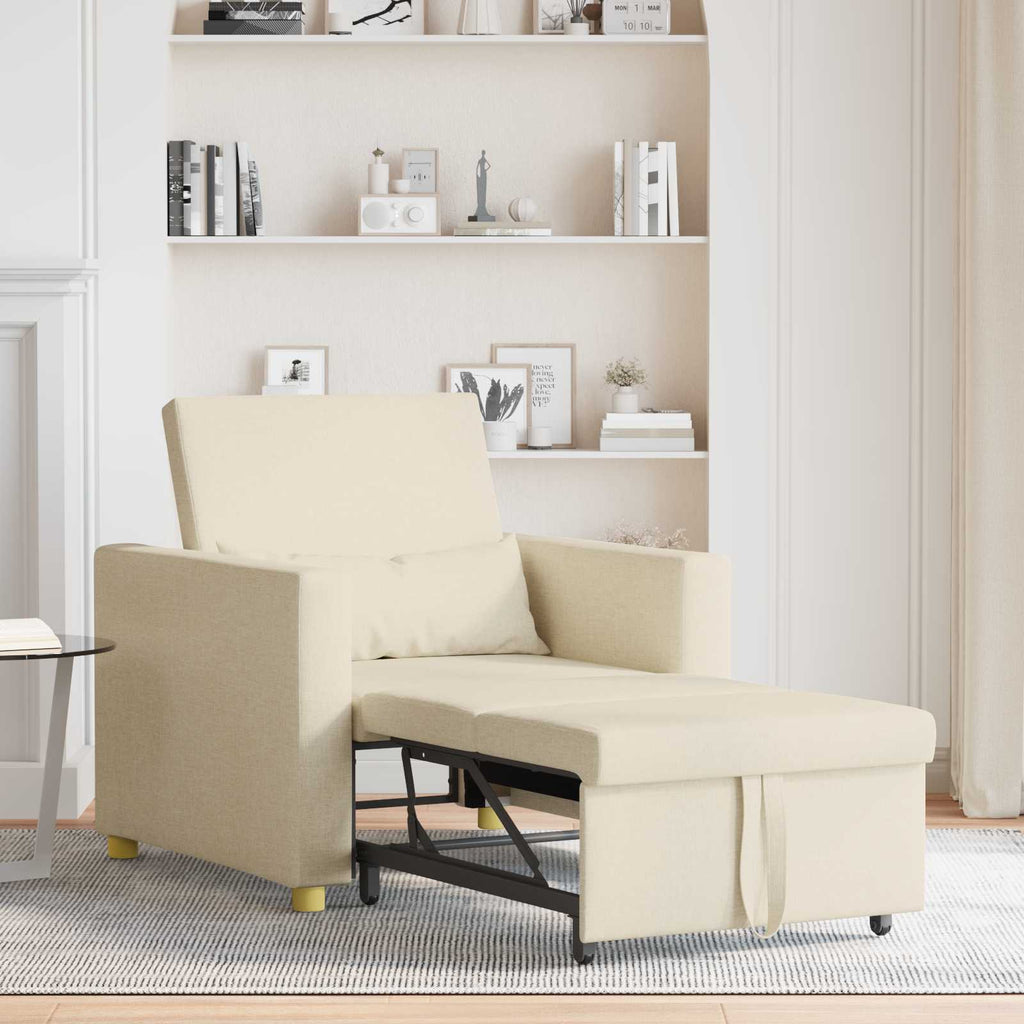 vidaXL Rozkładana sofa jednoosobowa Kremowy 90 x 165 x 87 cm tkanina