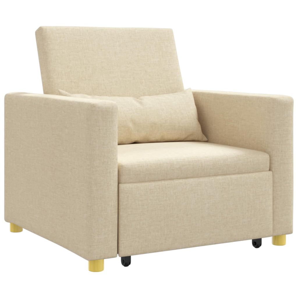 vidaXL Rozkładana sofa jednoosobowa Kremowy 90 x 165 x 87 cm tkanina