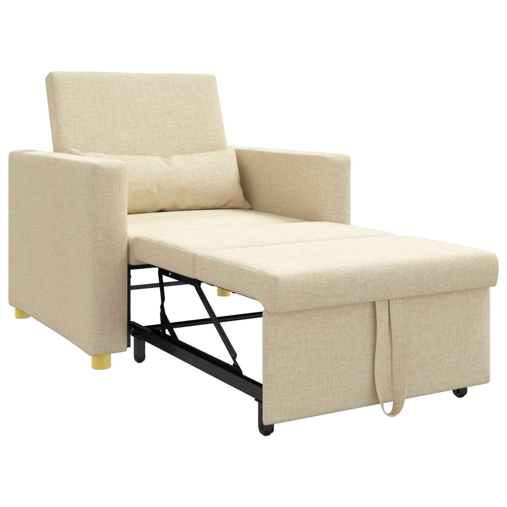 vidaXL Rozkładana sofa jednoosobowa Kremowy 90 x 165 x 87 cm tkanina