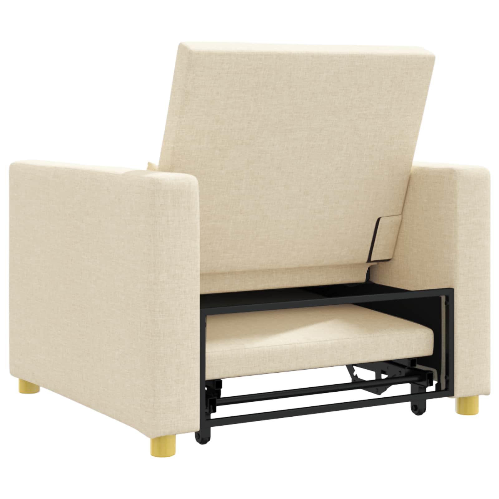 vidaXL Rozkładana sofa jednoosobowa Kremowy 90 x 165 x 87 cm tkanina
