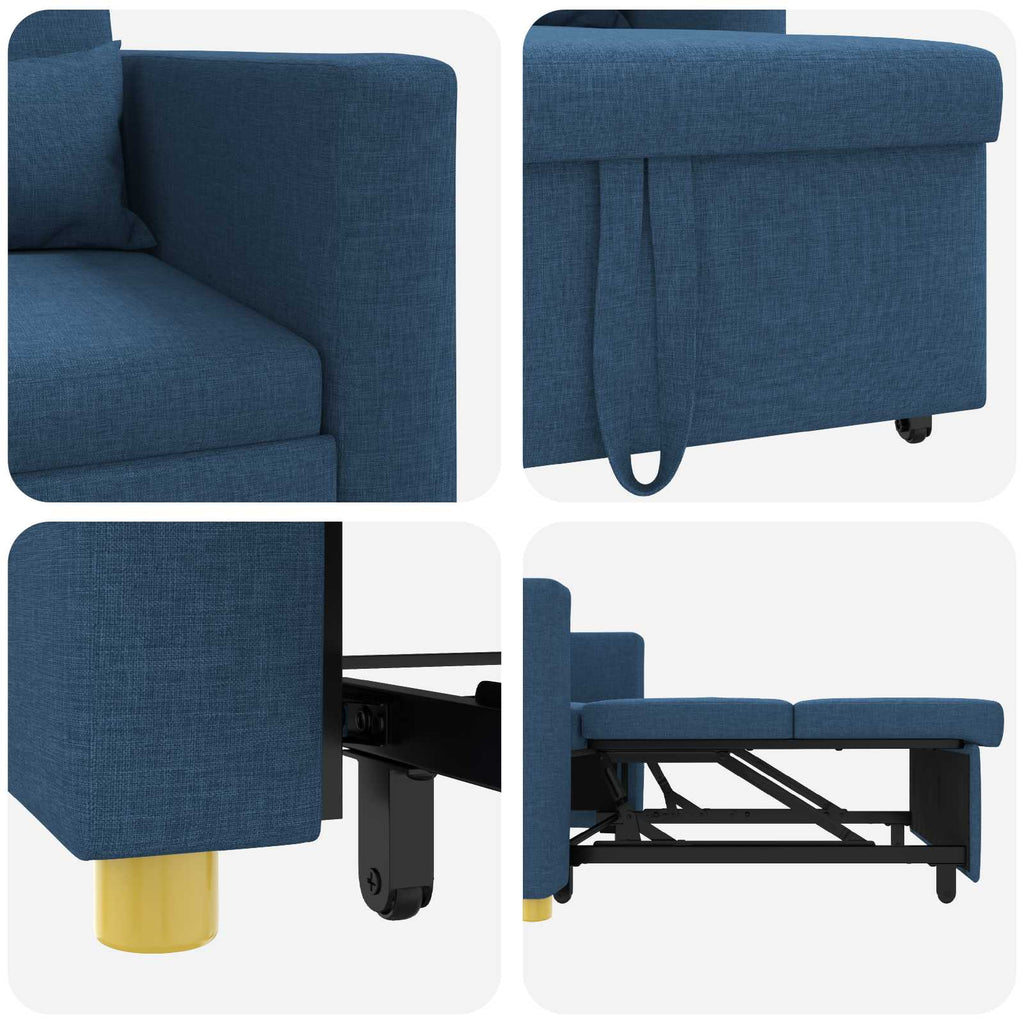 vidaXL Rozkładana sofa jednoosobowa Niebieski 90 x 165 x 87 cm tkanina