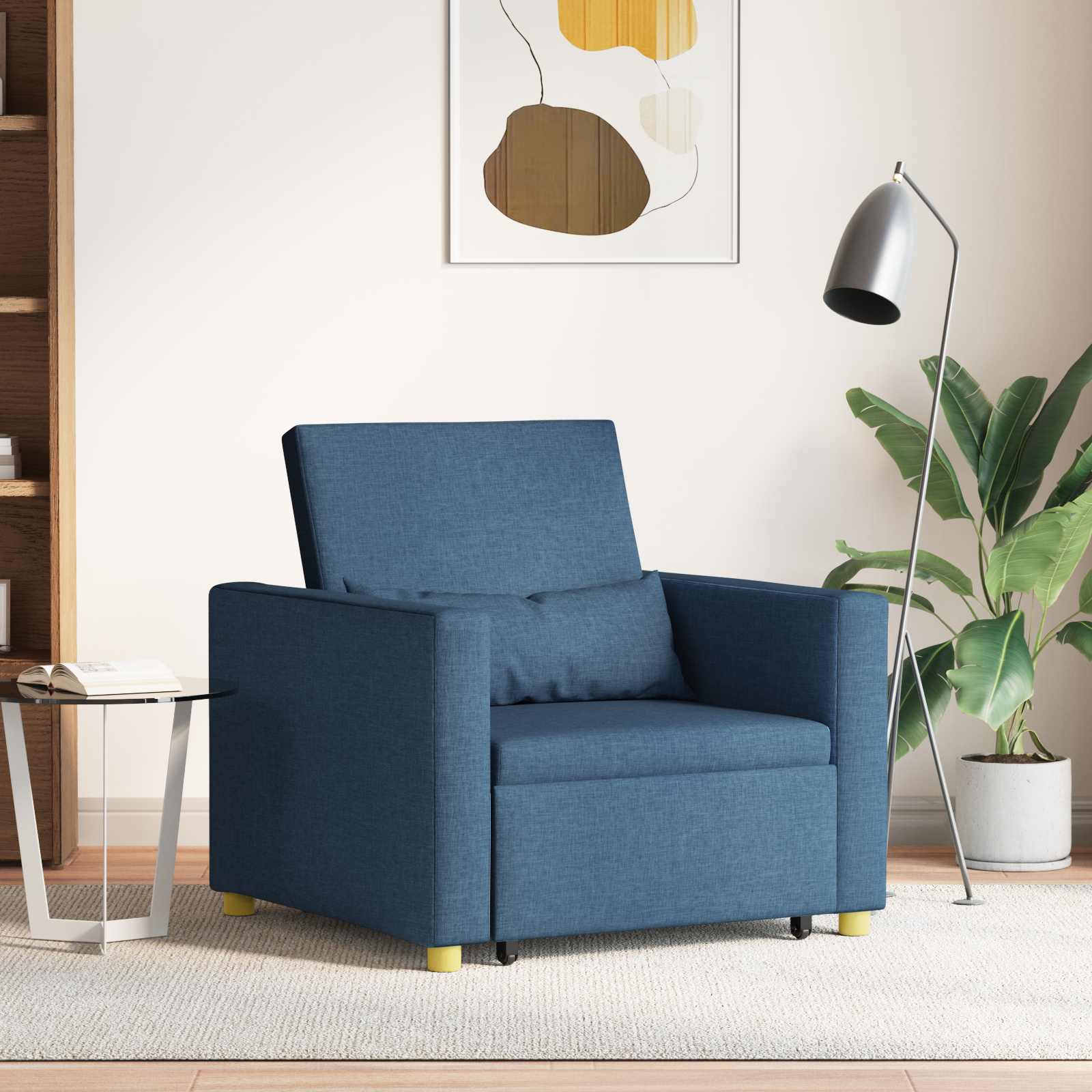vidaXL Rozkładana sofa jednoosobowa Niebieski 90 x 165 x 87 cm tkanina