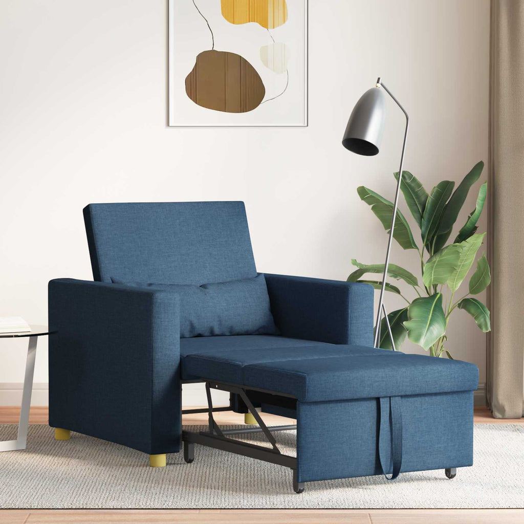 vidaXL Rozkładana sofa jednoosobowa Niebieski 90 x 165 x 87 cm tkanina