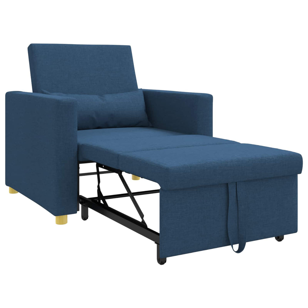 vidaXL Rozkładana sofa jednoosobowa Niebieski 90 x 165 x 87 cm tkanina