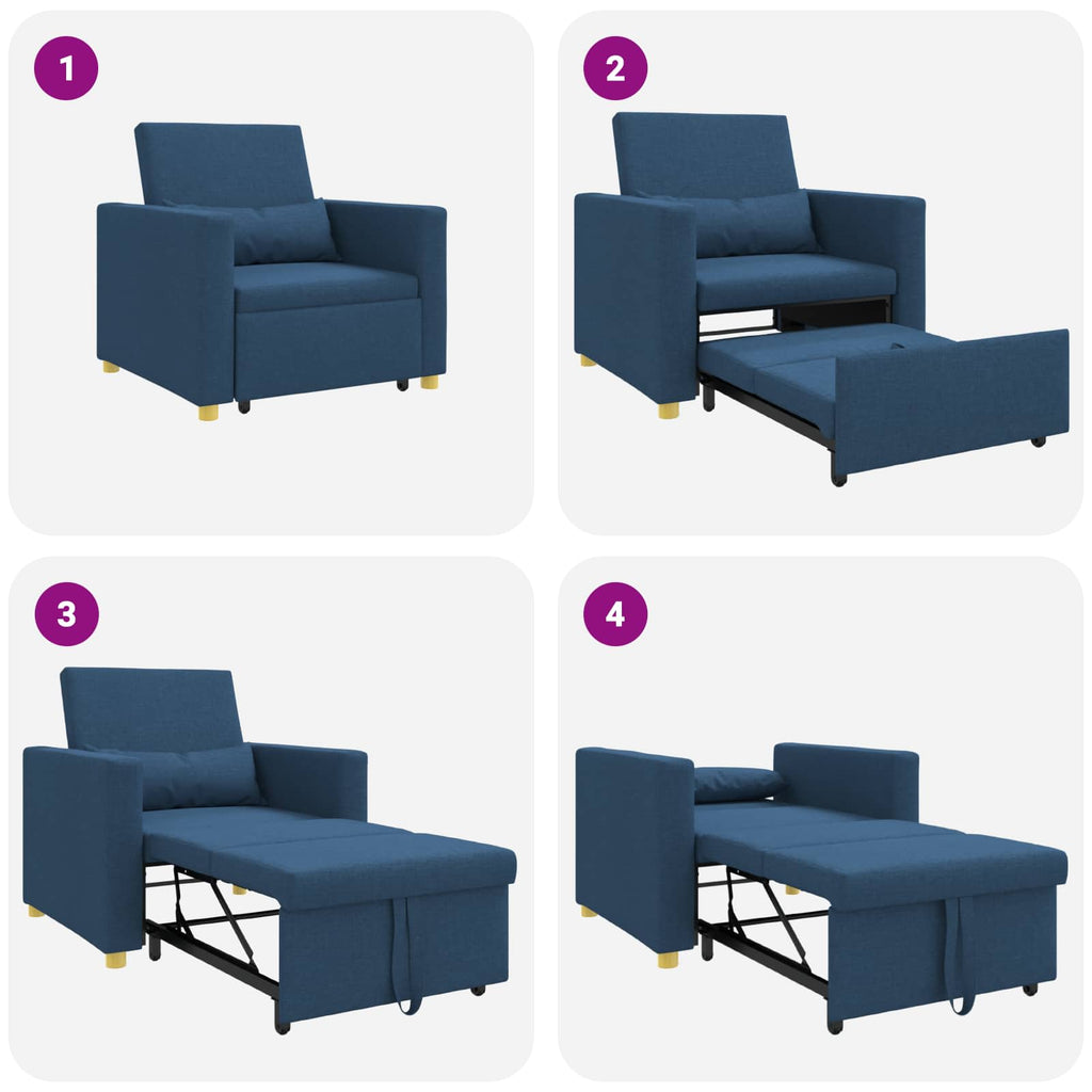 vidaXL Rozkładana sofa jednoosobowa Niebieski 90 x 165 x 87 cm tkanina