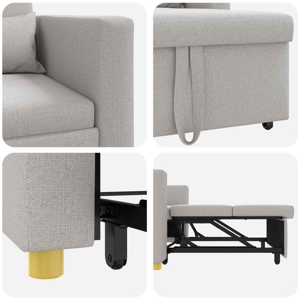 vidaXL Rozkładana sofa jednoosobowa z kółkami Szary chmura tkanina