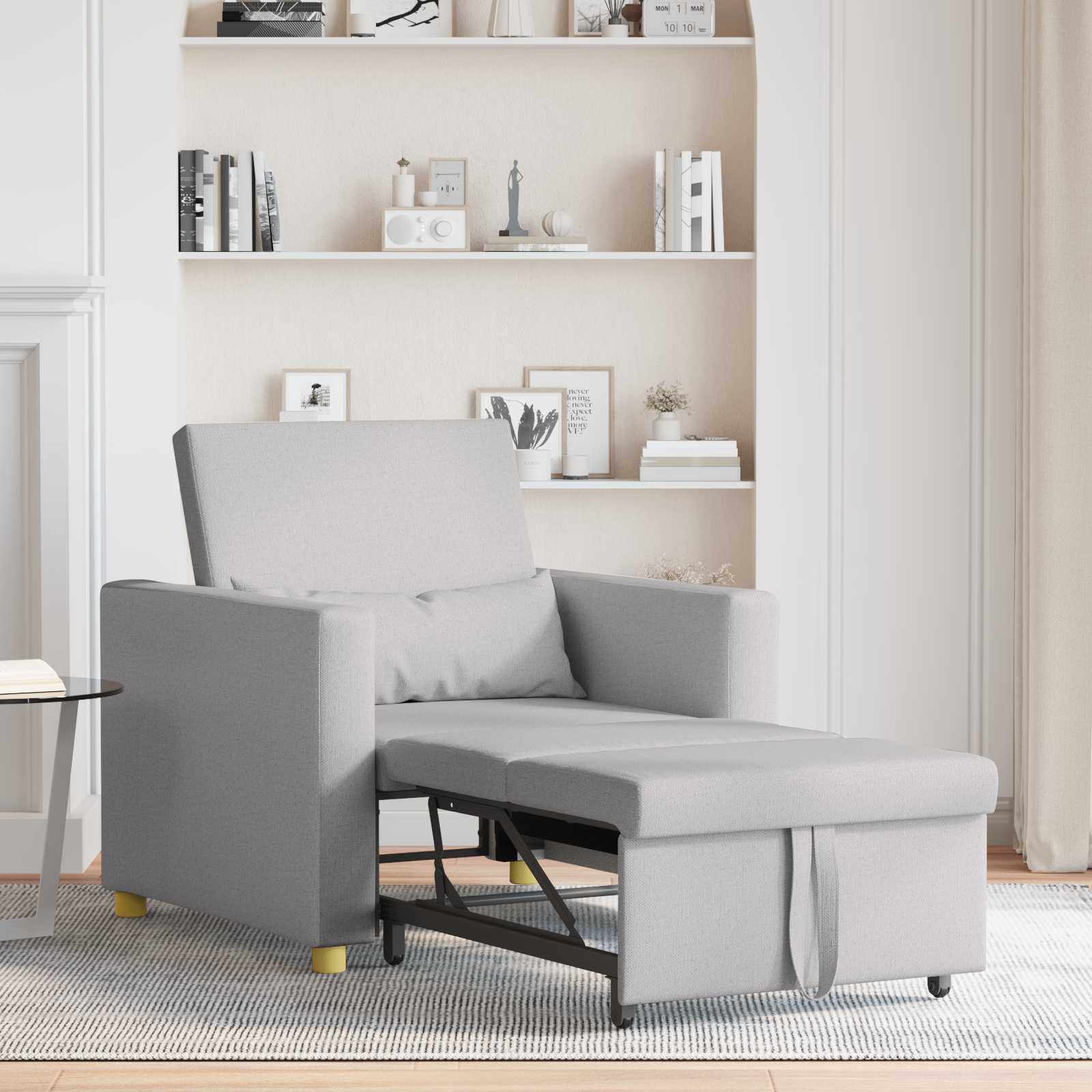 vidaXL Rozkładana sofa jednoosobowa z kółkami Szary chmura tkanina