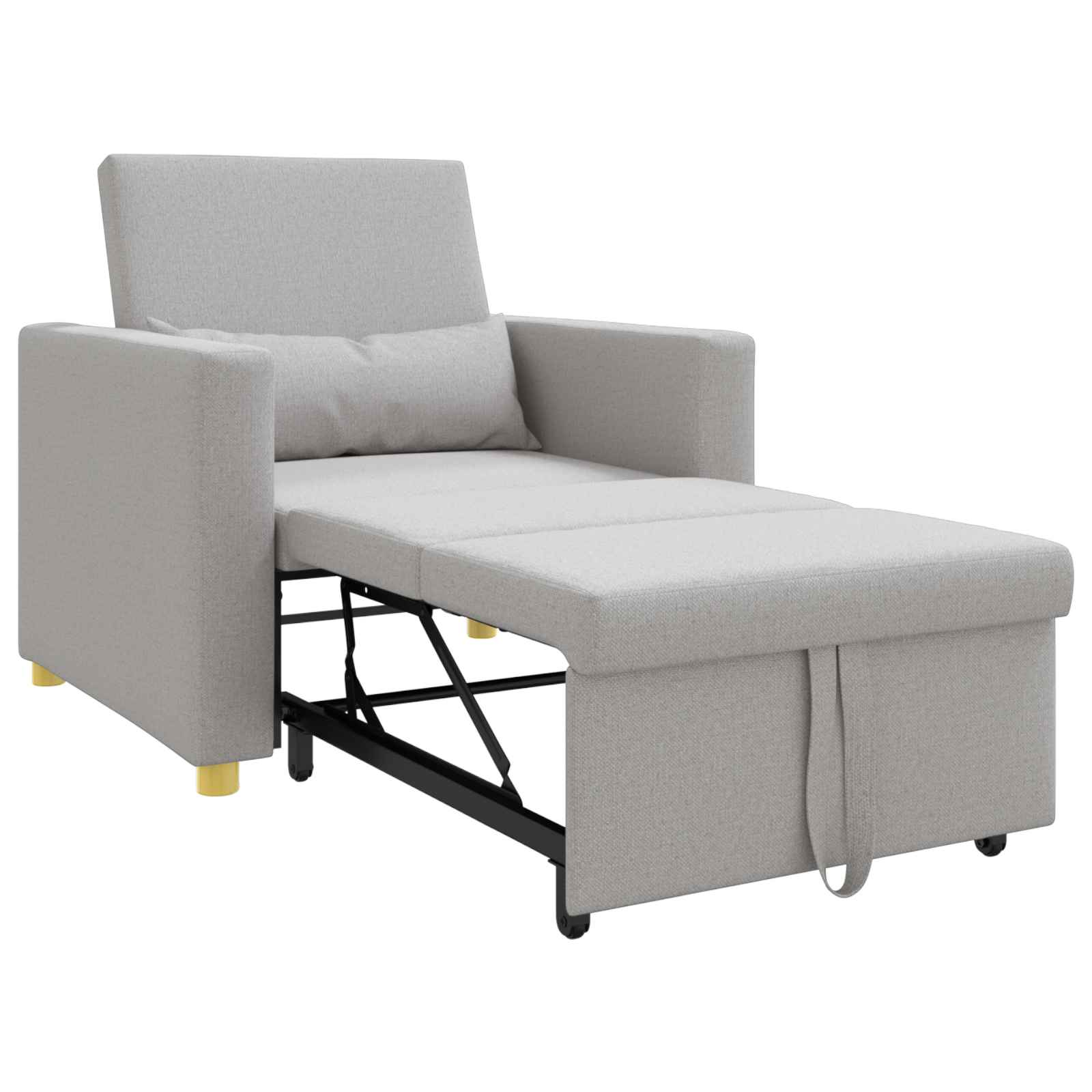 vidaXL Rozkładana sofa jednoosobowa z kółkami Szary chmura tkanina