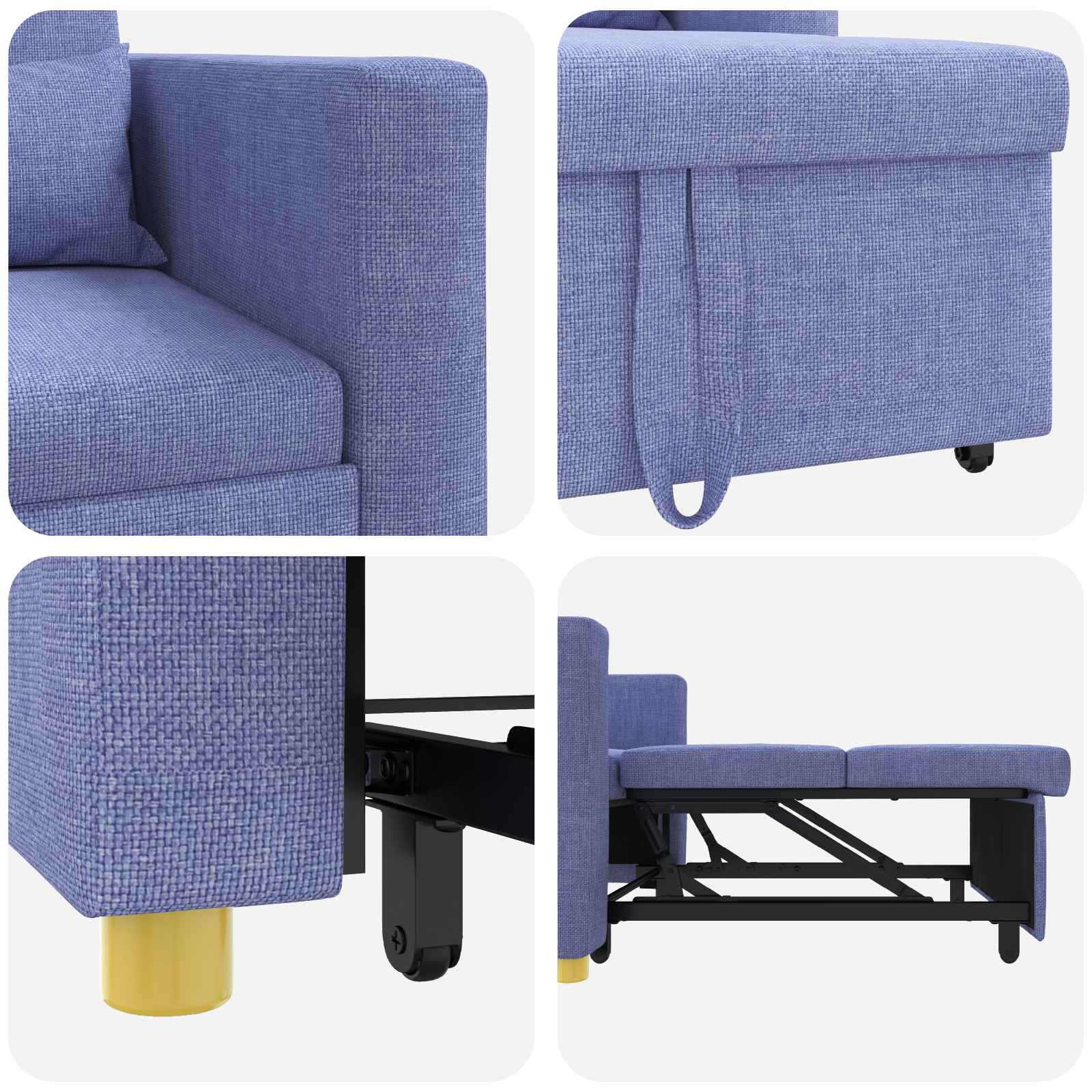 vidaXL Rozkładana sofa jednoosobowa Niebieski Dżins 90 x 165 x 87 cm
