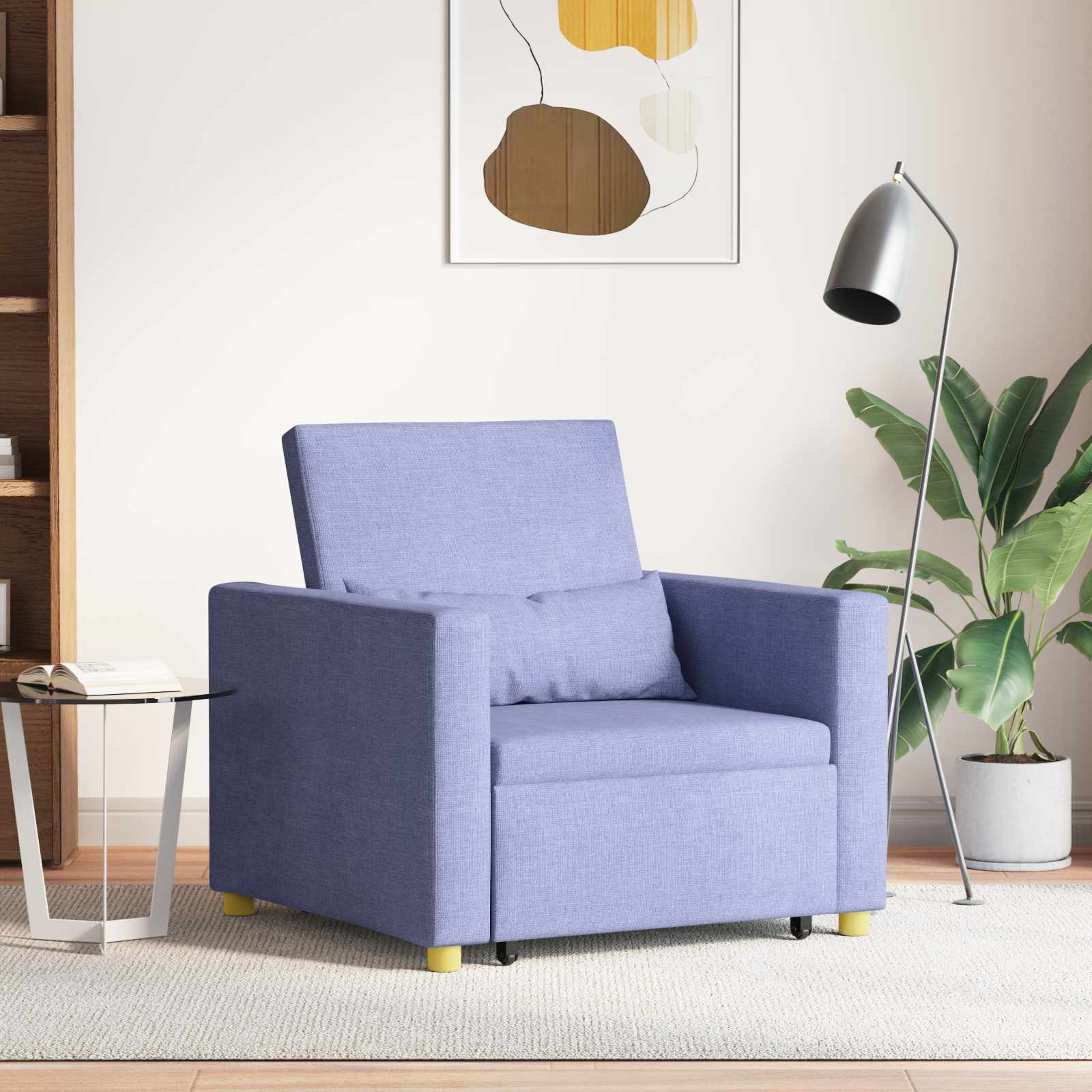 vidaXL Rozkładana sofa jednoosobowa Niebieski Dżins 90 x 165 x 87 cm