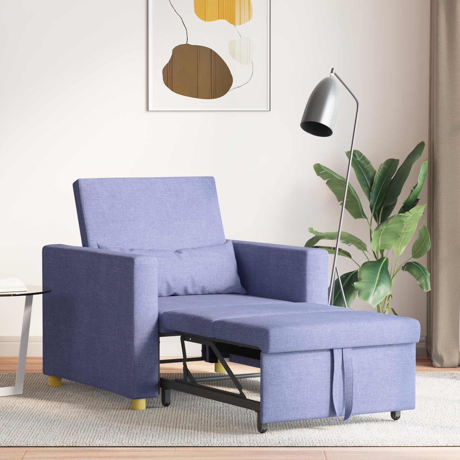 vidaXL Rozkładana sofa jednoosobowa Niebieski Dżins 90 x 165 x 87 cm