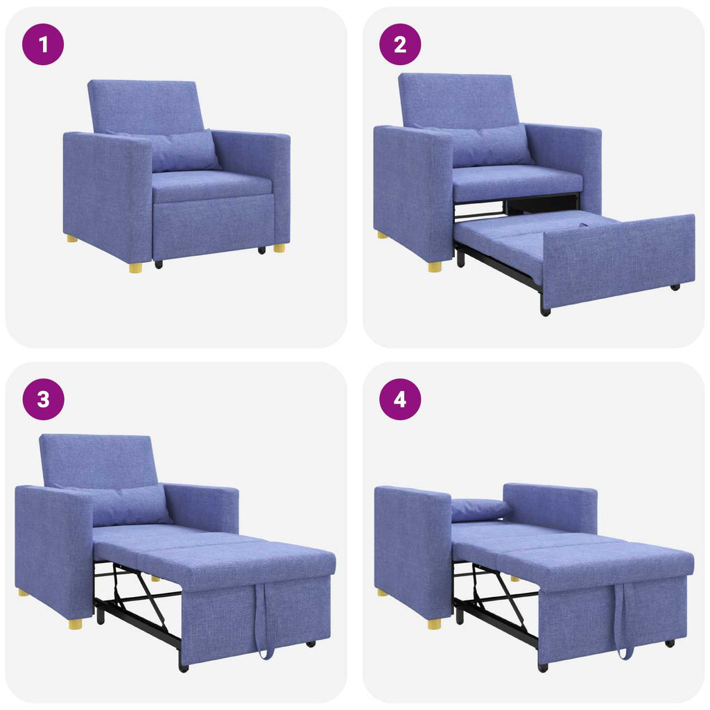 vidaXL Rozkładana sofa jednoosobowa Niebieski Dżins 90 x 165 x 87 cm