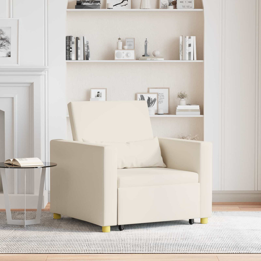 vidaXL Rozkładana sofa jednoosobowa Kremowy biały 90 x 165 x 87 cm